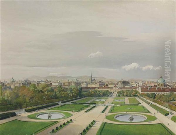 A View Of Vienna From The Upper-belvedere Oil Painting by Hans Frank