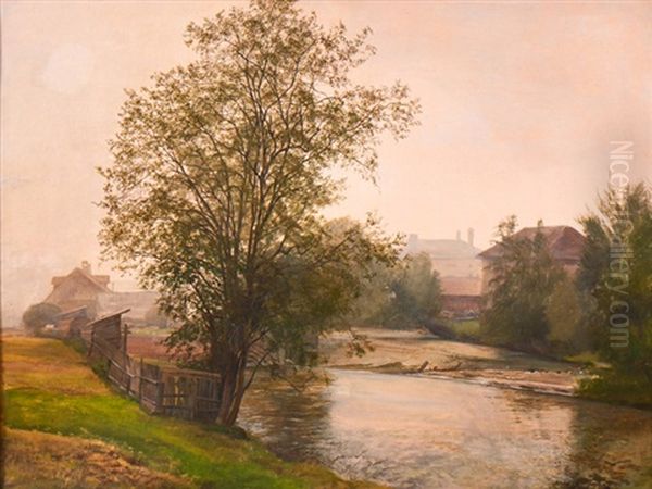 Morgennebel Am Fluss Oil Painting by Hans Frank