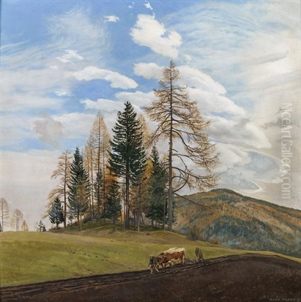 Larchenhugel Im Herbst Oil Painting by Hans Frank