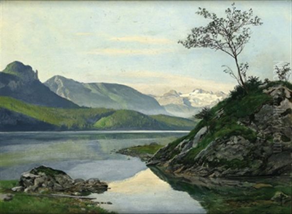 Grundlsee Mit Blick Auf Den Dachstein Oil Painting by Hans Frank