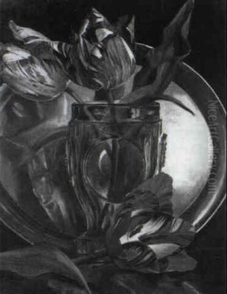 Tulpen In Einem Glas Oil Painting by Hans Frank