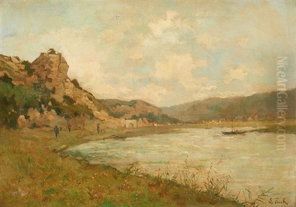 Vue De La Meuse A Anseremme Oil Painting by Lucien Frank