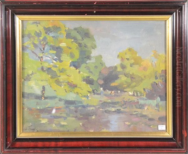 Paysage Boise Avec Etang Oil Painting by Lucien Frank