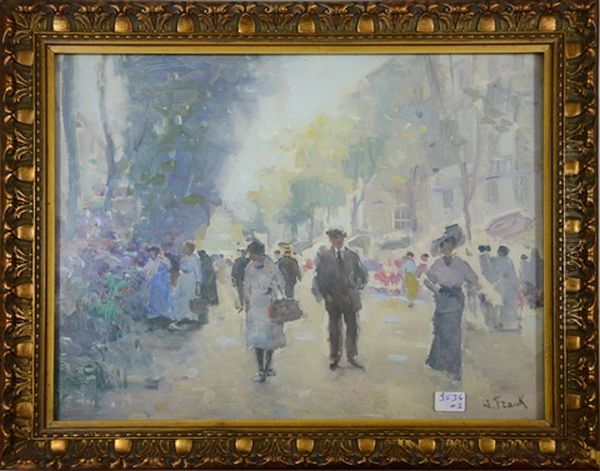 Ville Animee Oil Painting by Lucien Frank