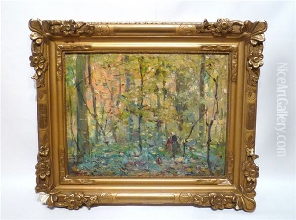 Promeneurs Dans Les Bois Oil Painting by Lucien Frank