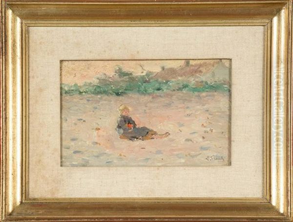 Fillette Assise Sur Le Sable Oil Painting by Lucien Frank