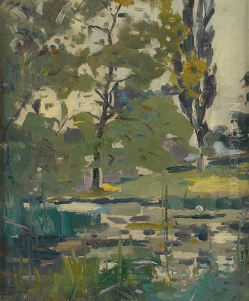 Vue De L'etang Oil Painting by Lucien Frank