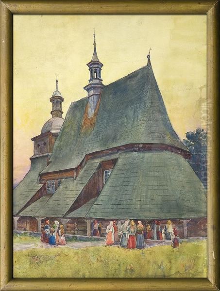 Old Church In Sekowa Oil Painting by Aleksander Augustynowicz