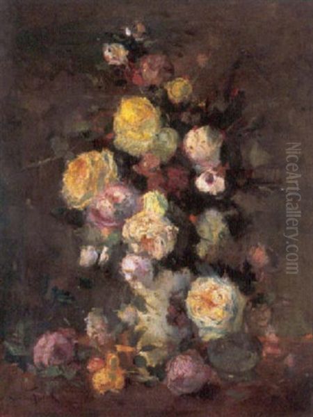 Rozen Oil Painting by Lucien Frank