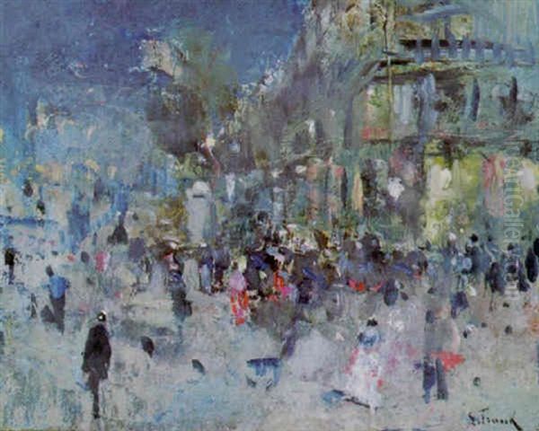 Boulevard Oil Painting by Lucien Frank