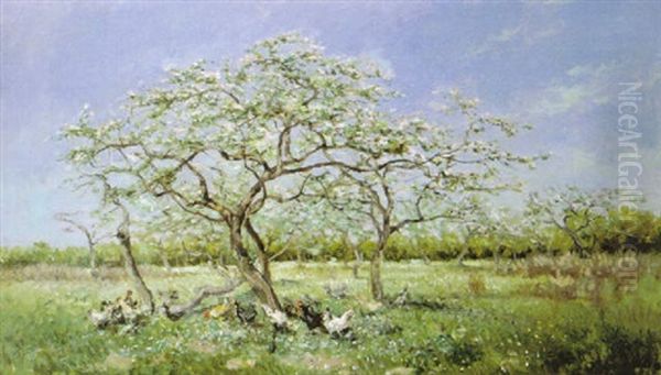 Verger En Fleurs - Boomgaard In Bloei Oil Painting by Lucien Frank