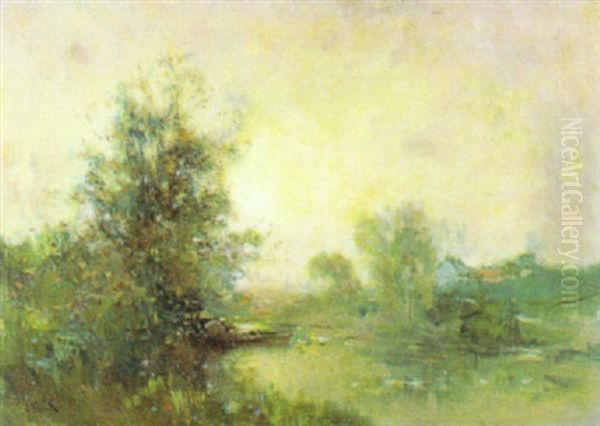 Etang Robinson (bois De La Cambre) Oil Painting by Lucien Frank