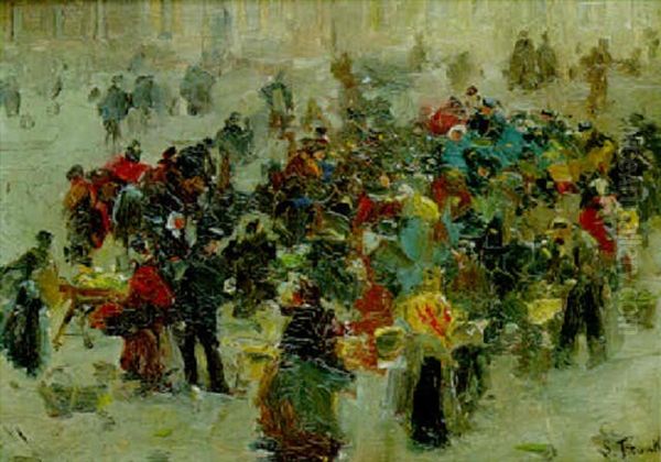 Scene De Marche Oil Painting by Lucien Frank