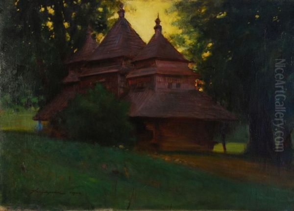 Drewniana Cerkiew Oil Painting by Aleksander Augustynowicz