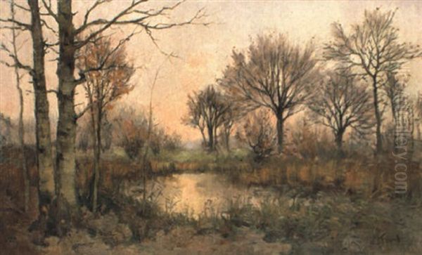 Crepuscule Sur Le Marais Oil Painting by Lucien Frank