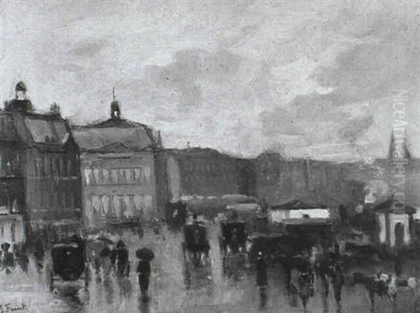 Belebte Strassenszene Oil Painting by Lucien Frank