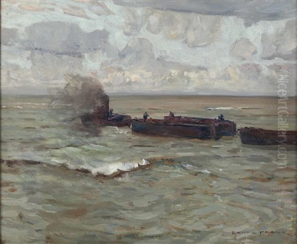 Schlepper Bei Cuxhaven Oil Painting by Raoul Frank