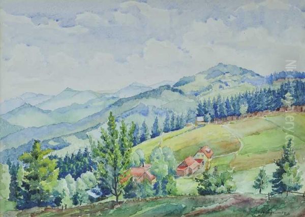 Pejzaz Gorski Oil Painting by Aleksander Augustynowicz