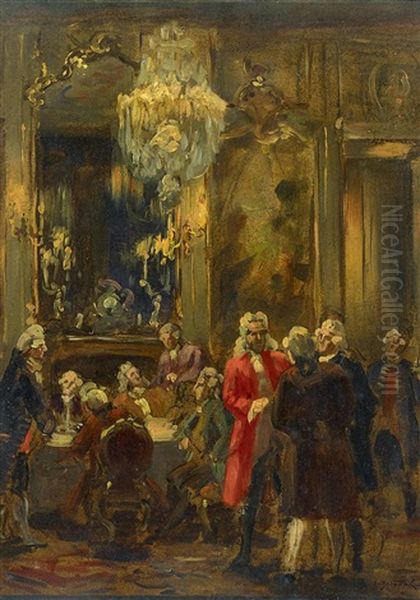 Hofische Gesellschaft Oil Painting by Albert Joseph Franke