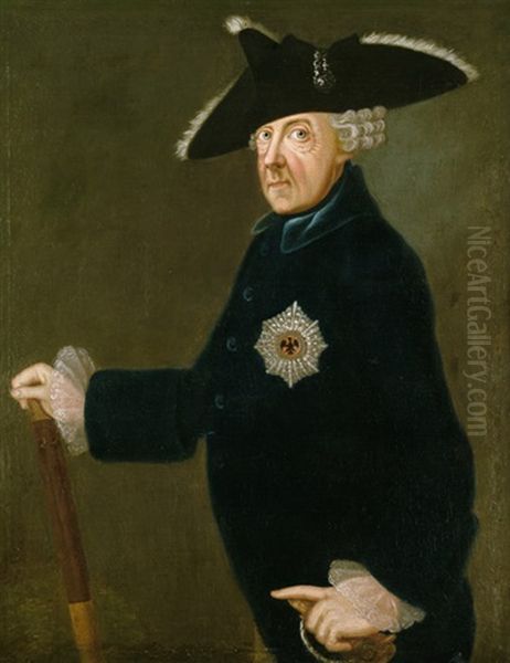 Bildnis Friedrich Der Grose Mit Dreispitz Und Orden Des Schwarzen Adlers Oil Painting by Johann Heinrich Christian Franke