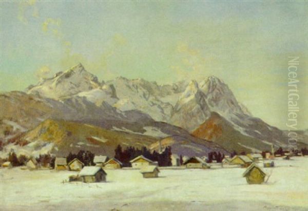 Winter Bei Garmisch-partenkirchen Oil Painting by Clemens Fraenkel