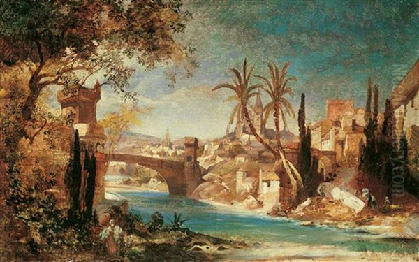 Orientalische Stadtansicht (tiflis Im Kaukasus?) Oil Painting by Paul Von Franken