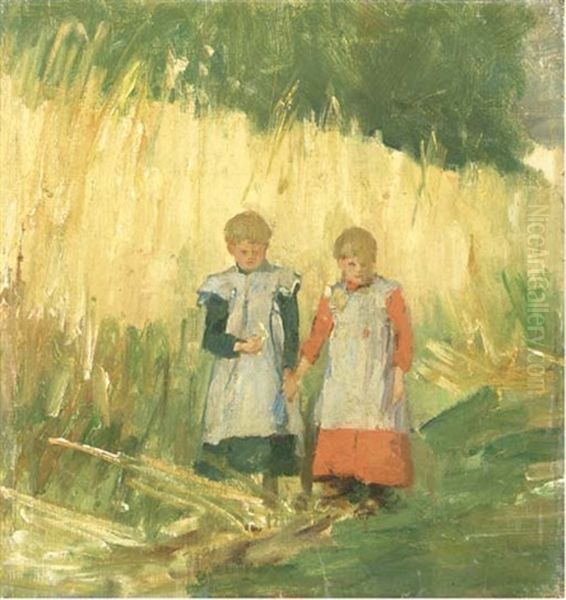 Sisters: A Walk Through A Field In Summer (+ 5 Others; 6 Works, 1 Sgd.) Oil Painting by Eduard Frankfort