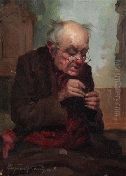 Ein Schneidermeister Beim Einfadeln Oil Painting by Robert Frank-Krauss