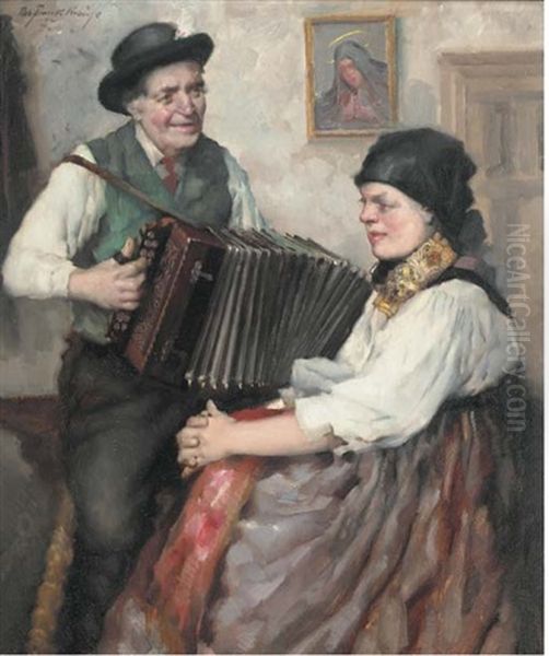 The Accordion Serenade Oil Painting by Robert Frank-Krauss