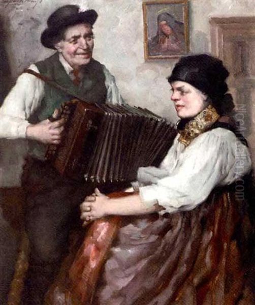 The Accordion Serenade Oil Painting by Robert Frank-Krauss