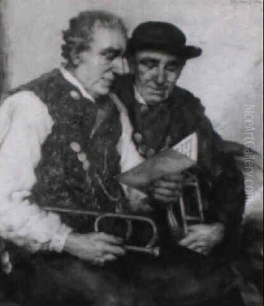 Zwei Dorfmusikanten Oil Painting by Robert Frank-Krauss