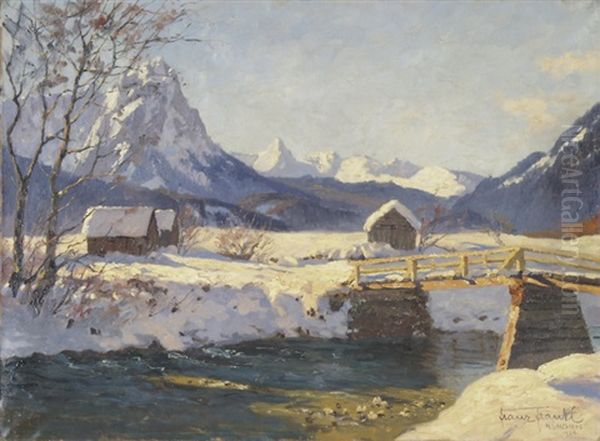 Winter In Bergiger Landschaft Oil Painting by Franz Xaver Frankl