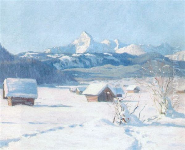 Blick Von Garmisch Auf Den Daniel Oil Painting by Franz Xaver Frankl