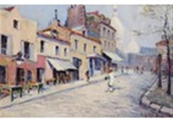 Scene De Rue Montmartre Oil Painting by  Frank-Will