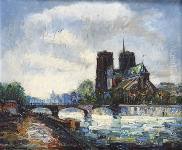 Les Quais Et Notre-dame De Paris Oil Painting by  Frank-Will