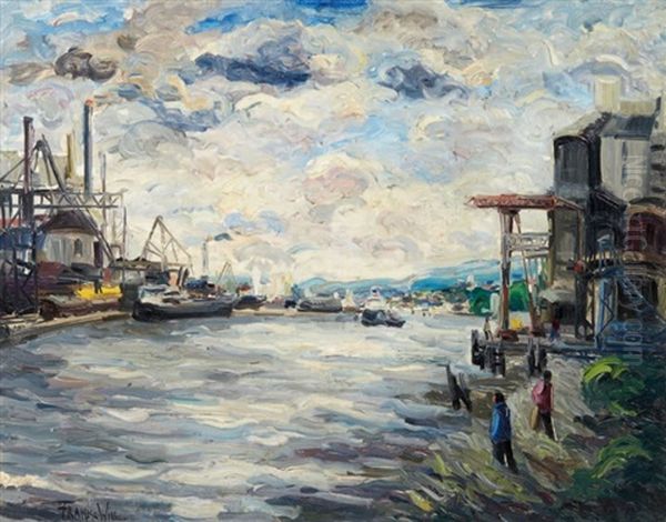 Usines Sur La Seine A Rouen Oil Painting by  Frank-Will