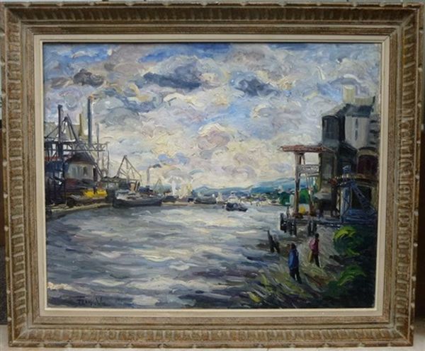 Usines Sur La Seine A Rouen (?) Oil Painting by  Frank-Will