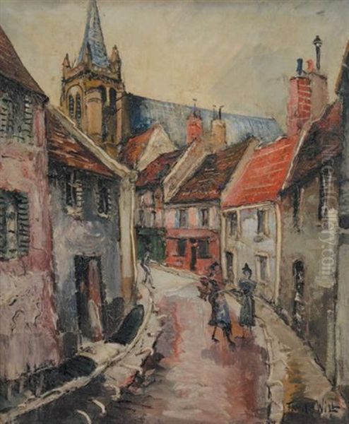 Rue De L'eglise Oil Painting by  Frank-Will