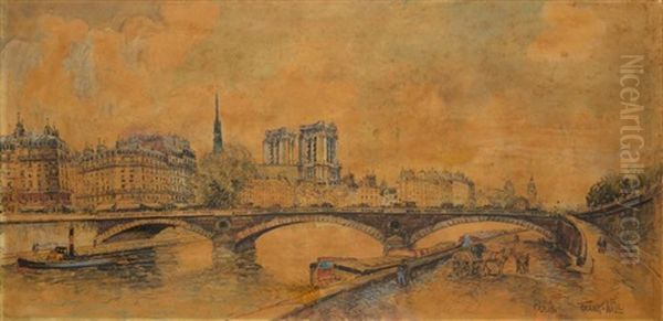 Vue De Paris, Le Pont Louis-philippe, L'ile Saint Louis Et Notre Dame by  Frank-Will