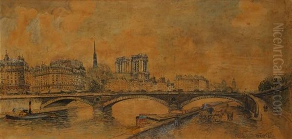 Paris, La Seine A Notre-dame Au Pont Louis-philippe Oil Painting by  Frank-Will