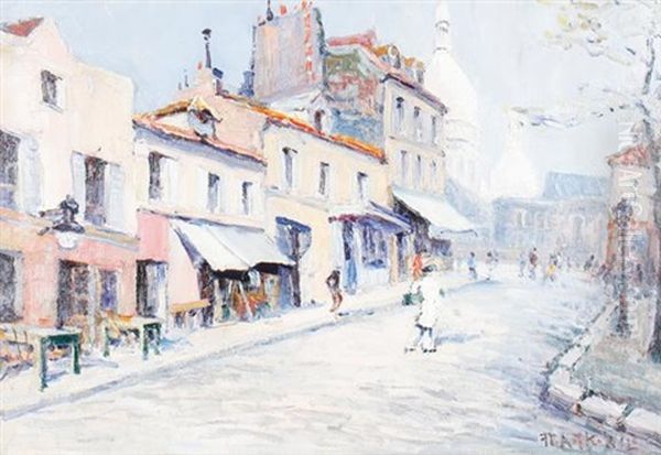 Streets Of Montmartre Oil Painting by  Frank-Will