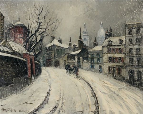 Vue De Montmartre Et Du Sacre-coeur Sous La Neige Oil Painting by  Frank-Will