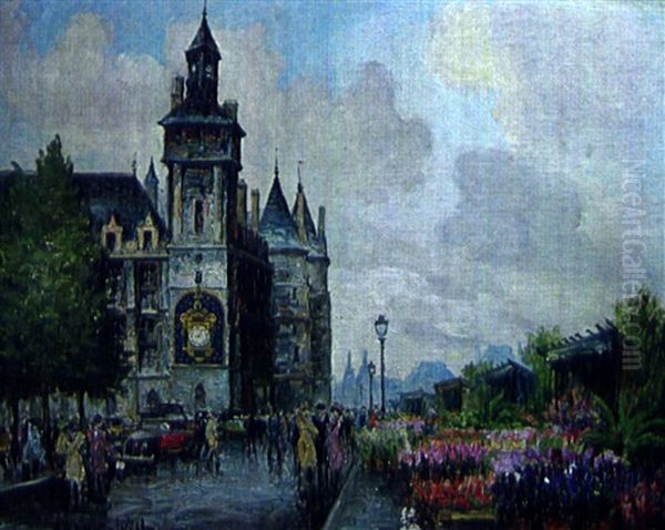 Marche Aux Fleurs, Paris Oil Painting by  Frank-Will