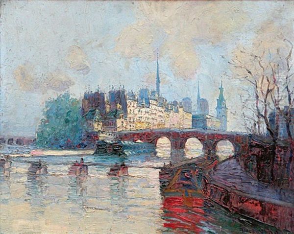 Paris, Vue De L'ile Saint-louis Et De L'ile De La Cite Oil Painting by  Frank-Will