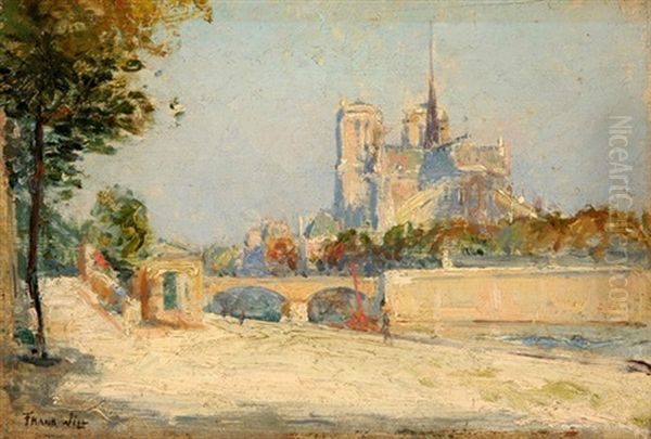 Paris - Das Seine-ufer Mit Blick Auf Die Notre-dame Oil Painting by  Frank-Will