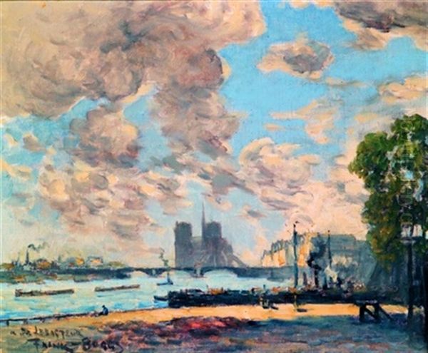 Vue De Notre-dame Et Des Quais Oil Painting by  Frank-Will