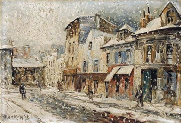 Vue De Paris Sous La Neige Oil Painting by  Frank-Will