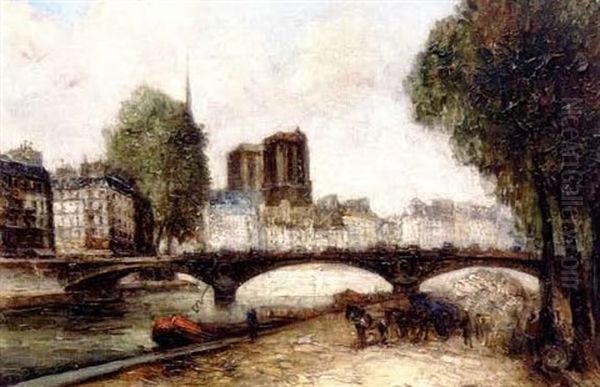 Bords De Seine A Paris Oil Painting by  Frank-Will