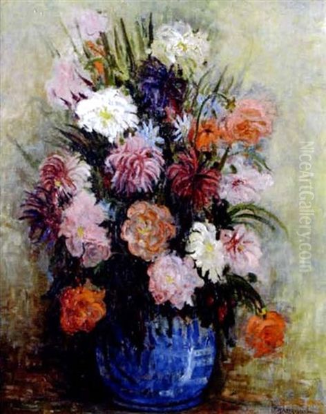 Vase De Fleurs Oil Painting by  Frank-Will