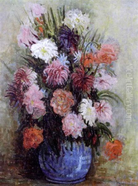 Vase De Fleurs Oil Painting by  Frank-Will